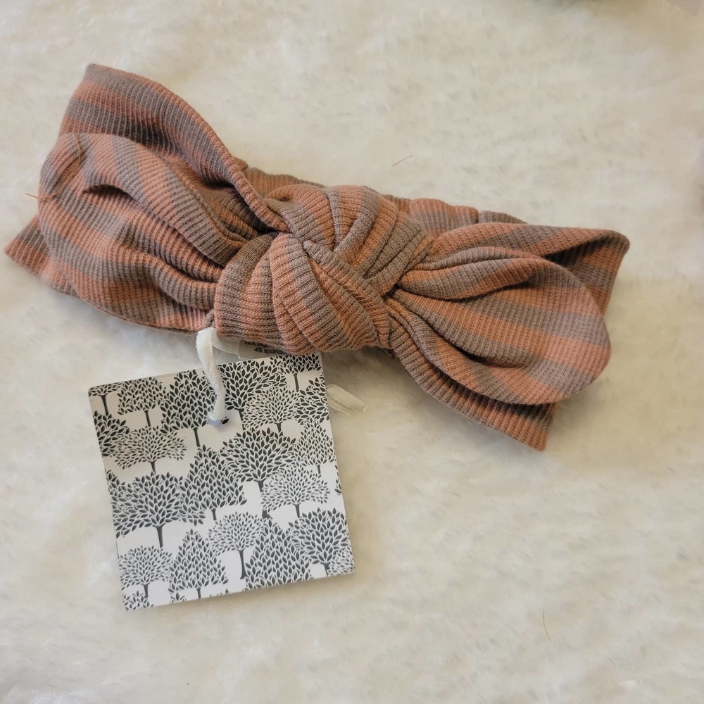 KATE QUINN Cinnamon Cocoa Stripe Stretchy Knot Top Headband M